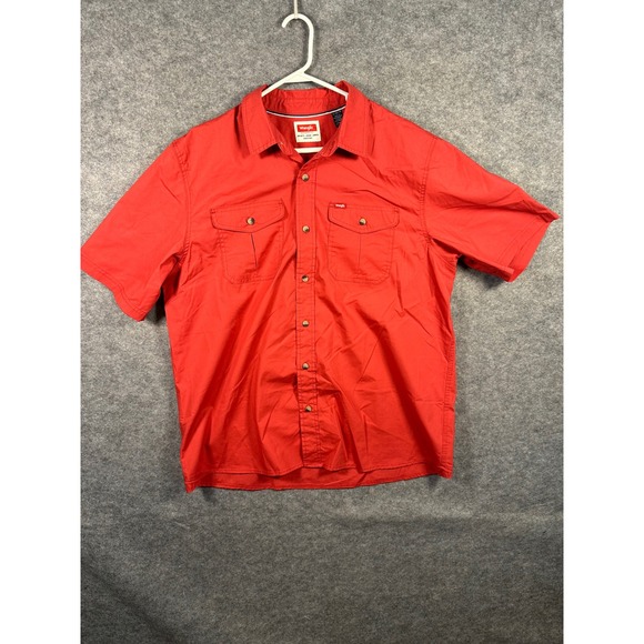Wrangler Other - Wrangler Mens XL Short Sleeve‎ Button Up Shirt Red Western Casual Work